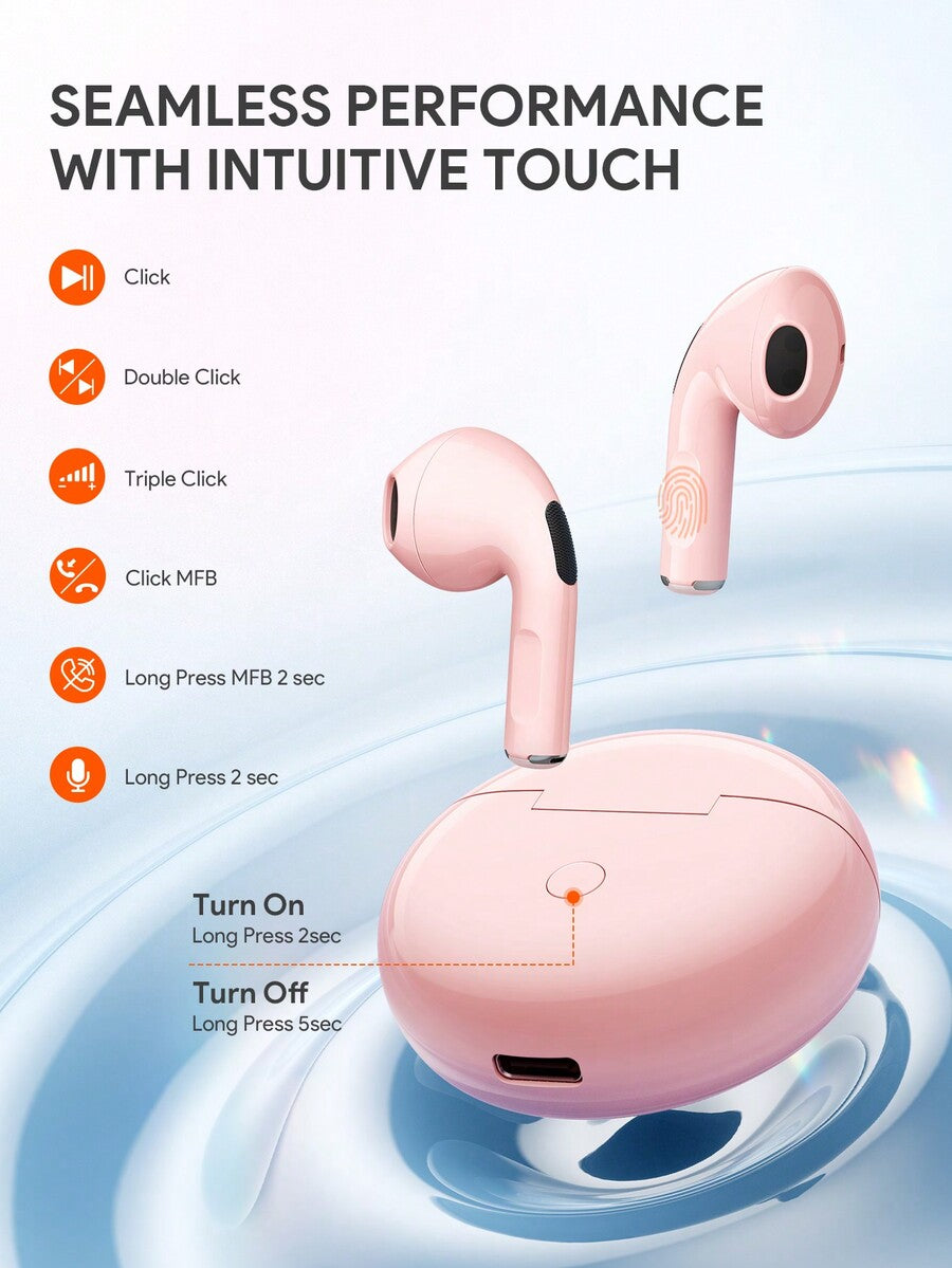 Wireless Earbuds Bluetooth 5.3 with Premium Sound – Auto Pairing Lightweight Waterproof Headphones for iOS Android Sports & Workout
