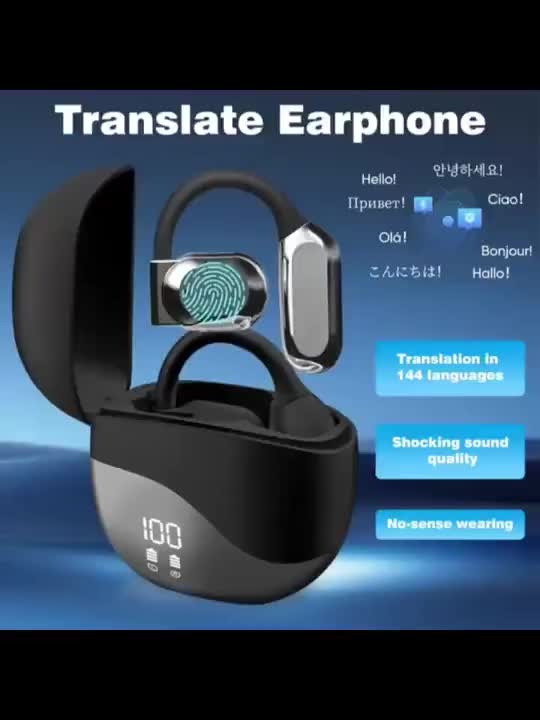 M62 Real Time Language Translator Earbuds Open Ear AI Translation Earbuds Translation Pods Translator Earbuds for Android iOS