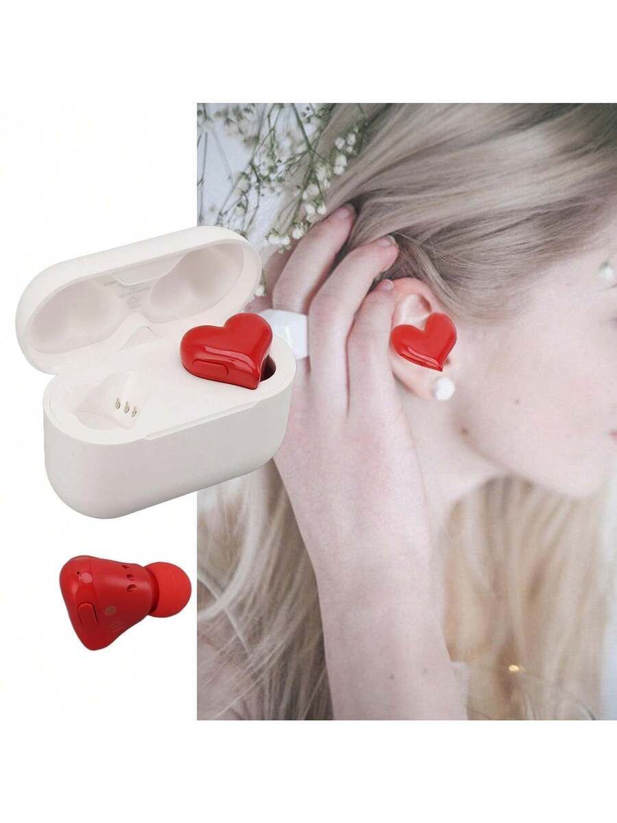 Heart Shaped Bluetooth 5.3 Earbuds – HiFi Stereo Noise Canceling In-Ear Headphones with Charging Case for Couples Valentine Travel Sport
