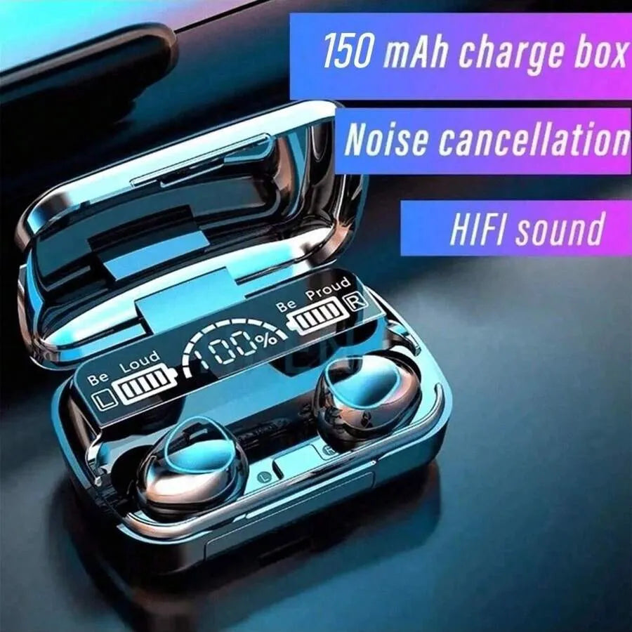 Bluetooth True Wireless Earbuds with LED Battery Display – Long Battery Life, In-Ear Design