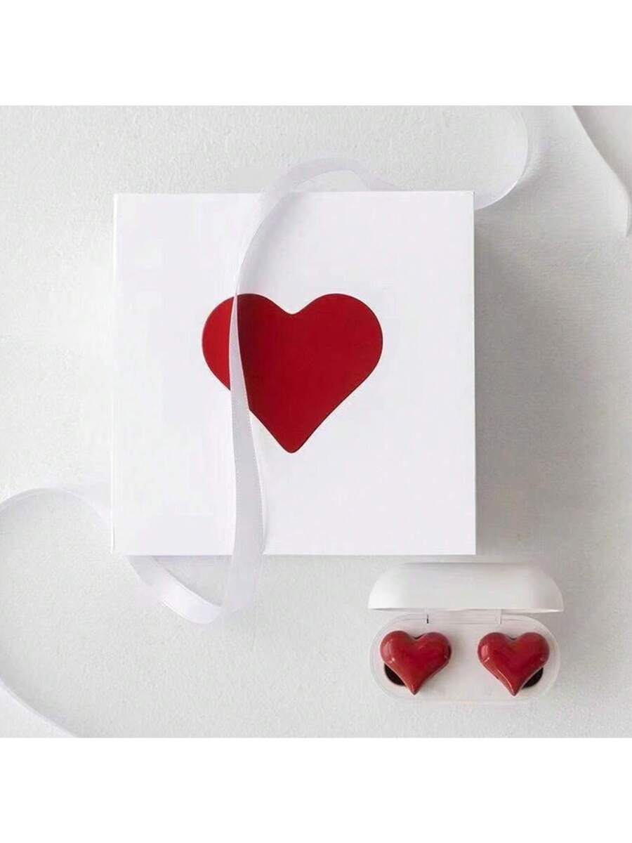 Heart Shaped Bluetooth 5.3 Earbuds – HiFi Stereo Noise Canceling In-Ear Headphones with Charging Case for Couples Valentine Travel Sport