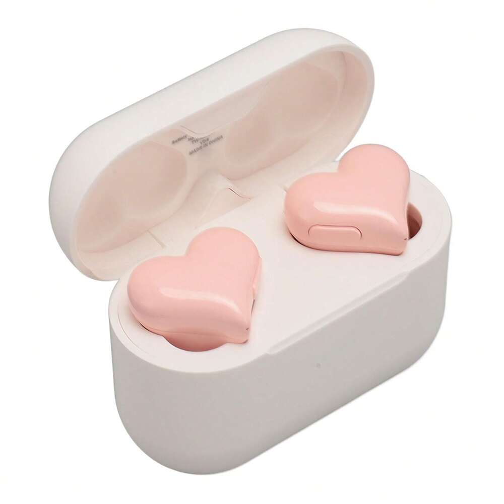 Heart Shaped Bluetooth 5.3 Earbuds – HiFi Stereo Noise Canceling In-Ear Headphones with Charging Case for Couples Valentine Travel Sport