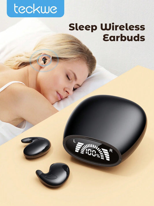 Teckwe Bluetooth 5.1 Sleep Earbuds – In-Ear Wireless Headphones with LED Display Long Battery Valentine’s Day Gift