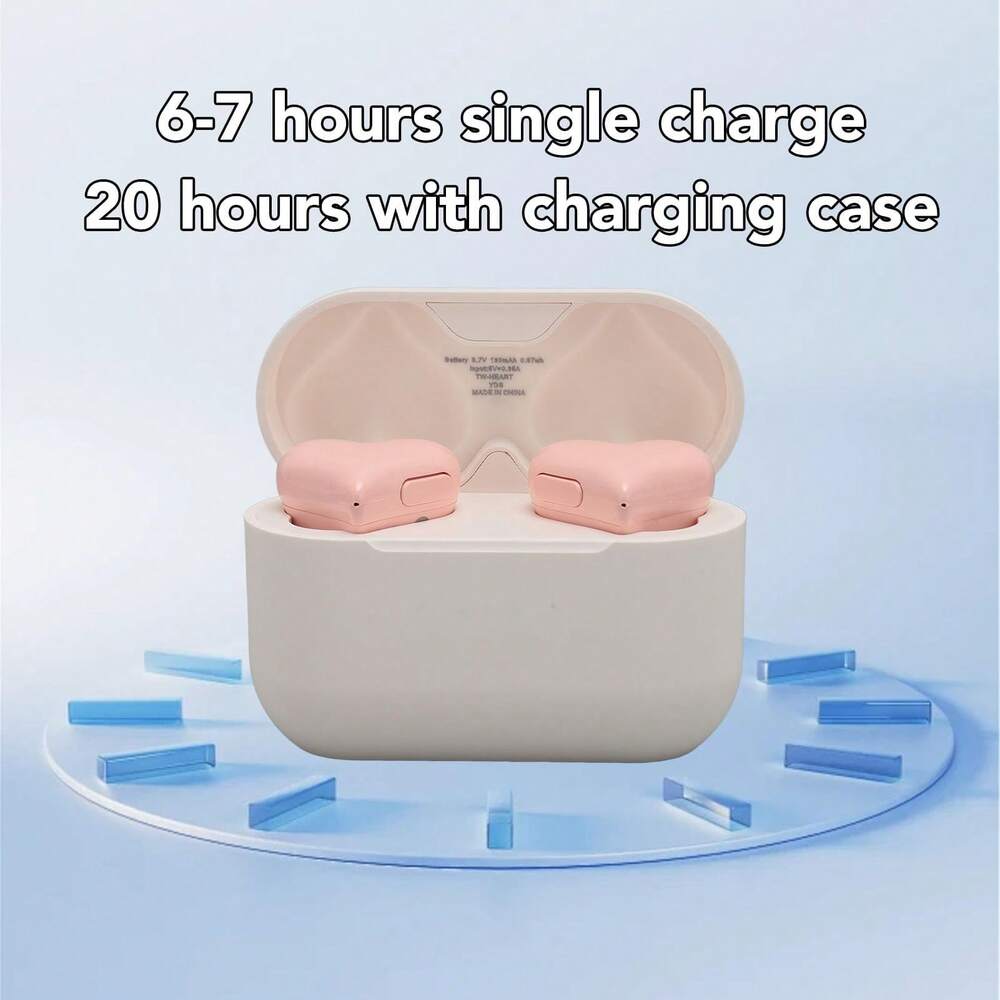 Heart Shaped Bluetooth 5.3 Earbuds – HiFi Stereo Noise Canceling In-Ear Headphones with Charging Case for Couples Valentine Travel Sport