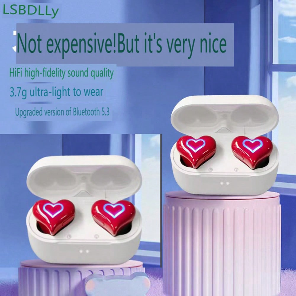 Love Keys Colorful Wireless Earphones – In-Ear Noise Canceling Headphones with Mic for Cycling Fitness Exercise Holiday Birthday Gift