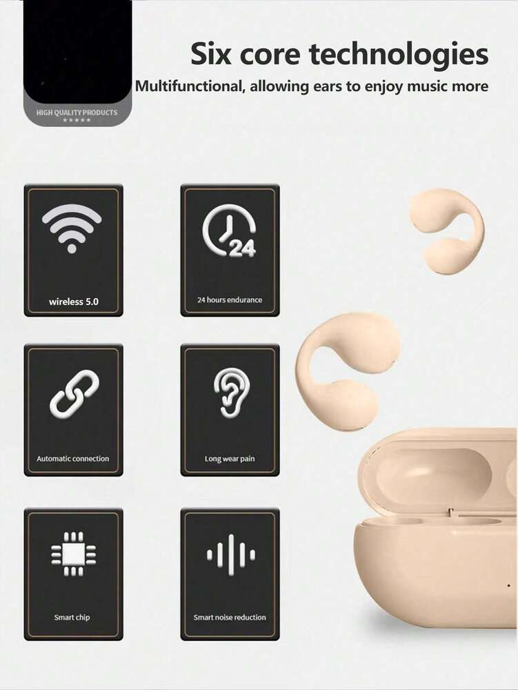 Wireless Clip-On Sports Headset – Noise Reduction Enhanced Music Effect Lightweight for Running Gym Fitness