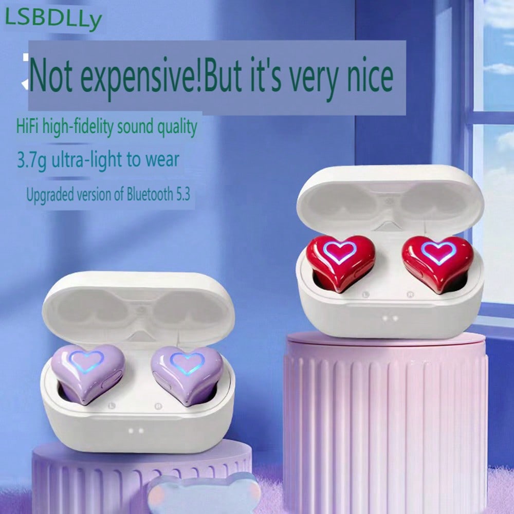 Love Keys Colorful Wireless Earphones – In-Ear Noise Canceling Headphones with Mic for Cycling Fitness Exercise Holiday Birthday Gift