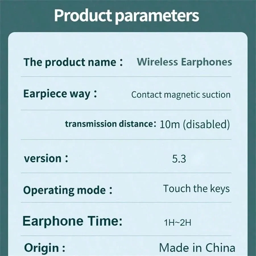 Bluetooth True Wireless Earbuds with LED Battery Display – Long Battery Life, In-Ear Design