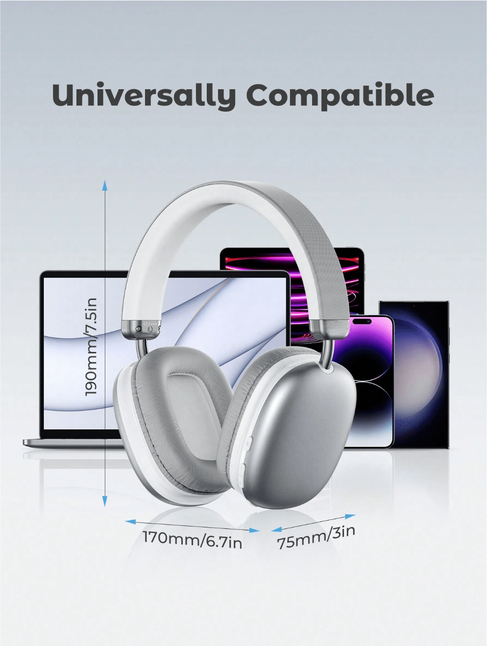 Bass Boost Bluetooth 5.0 Wireless Headphones – Sports Subwoofer Over-Ear Headset with HiFi Stereo Sound for Music & Calls