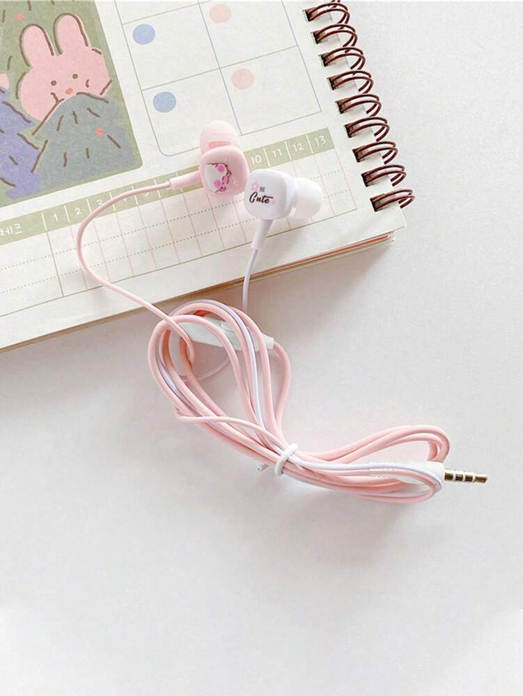 Pink Cartoon Mouse Earphones with Storage Box – Cute In-Ear Wired Headphones for Kids & Teens, Portable Travel Case Included