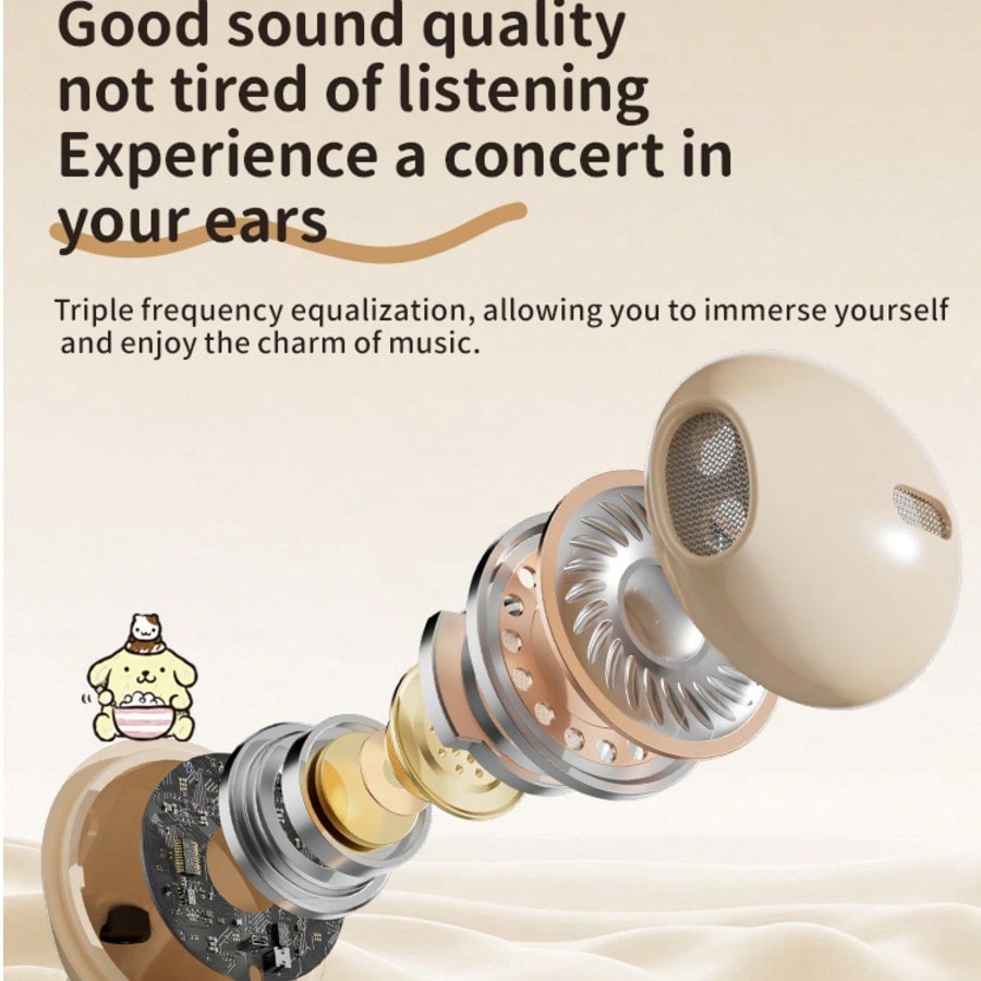 Hello Kitty TWS Wireless Earphones – Cute Sanrio Bluetooth In-Ear Headphones with Noise Reduction for Music & Sports Gift Idea