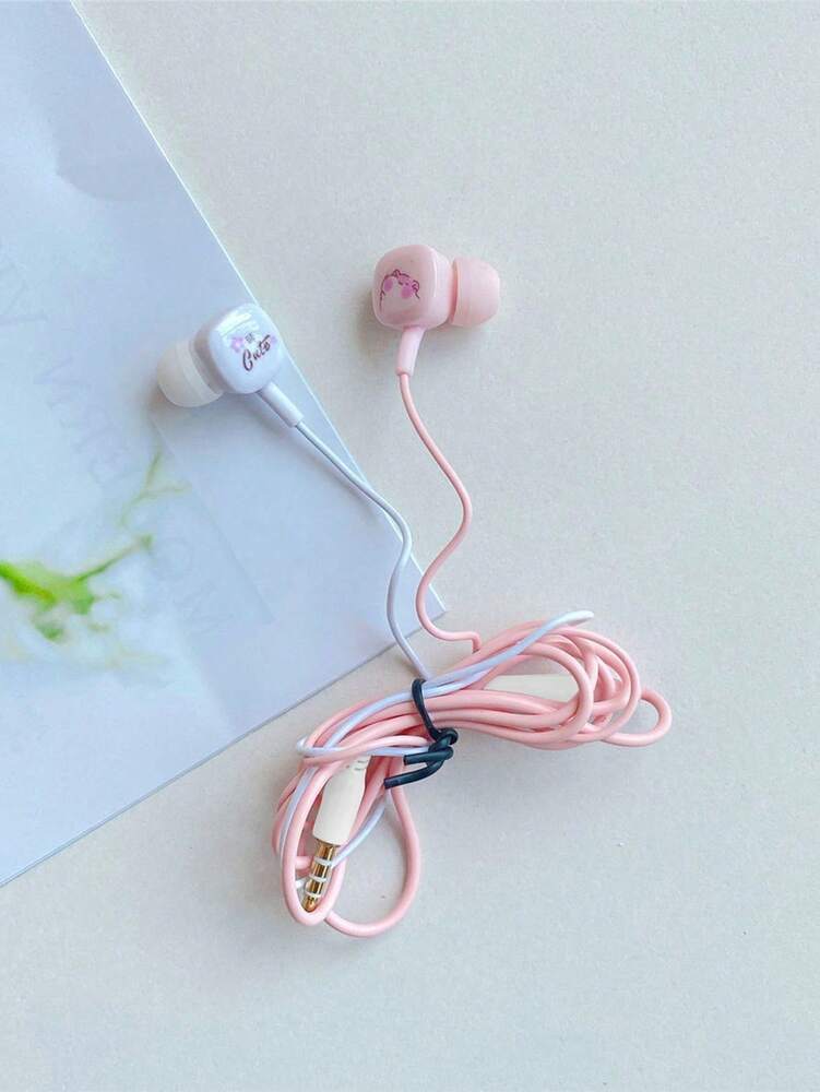 Pink Cartoon Mouse Earphones with Storage Box – Cute In-Ear Wired Headphones for Kids & Teens, Portable Travel Case Included