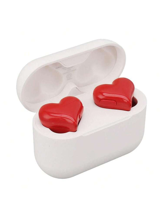 Heart Shaped Bluetooth 5.3 Earbuds – HiFi Stereo Noise Canceling In-Ear Headphones with Charging Case for Couples Valentine Travel Sport