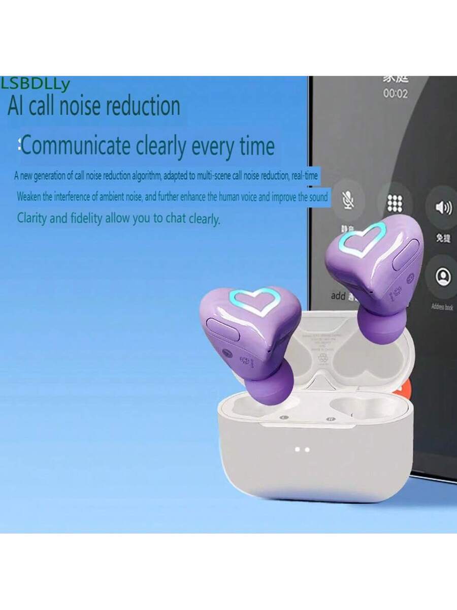 Love Keys Colorful Wireless Earphones – In-Ear Noise Canceling Headphones with Mic for Cycling Fitness Exercise Holiday Birthday Gift