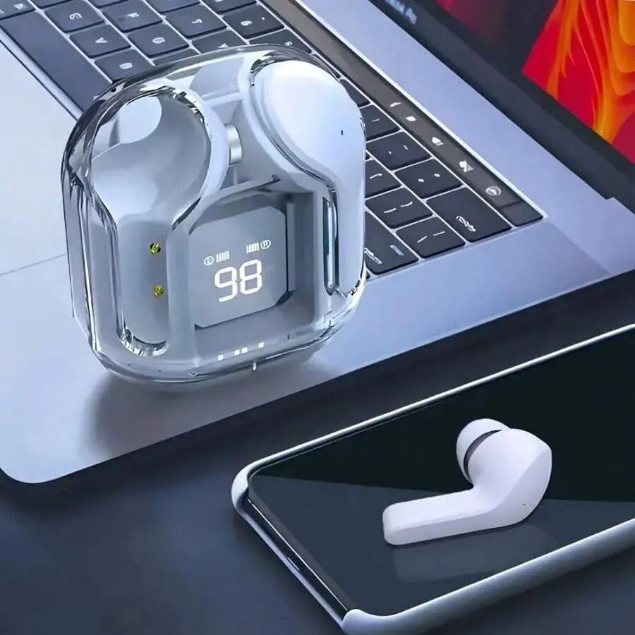 Wireless Earbuds With Multi-Color Semi-Transparent Design & LED Digital Display
