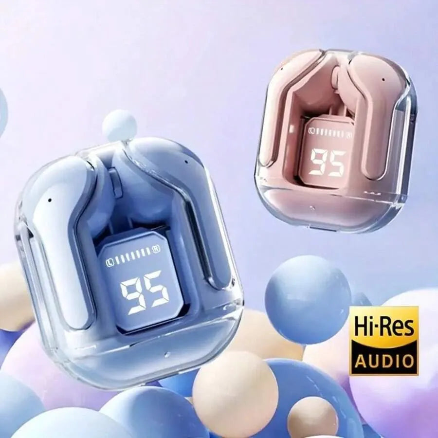 Wireless Earbuds With Multi-Color Semi-Transparent Design & LED Digital Display