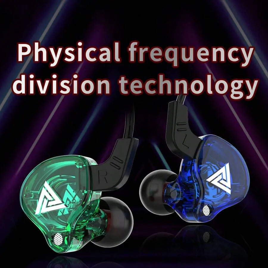 QKZ AK6 Ultra Transparent Dynamic Resin Headphones DJ Monitor Earbuds - 3.5mm Wired In-Ear Earphones with Mic and Volume Control