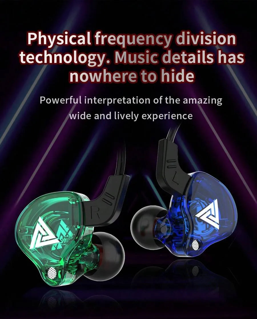 QKZ AK6 Ultra Transparent Dynamic Resin Headphones DJ Monitor Earbuds - 3.5mm Wired In-Ear Earphones with Mic and Volume Control