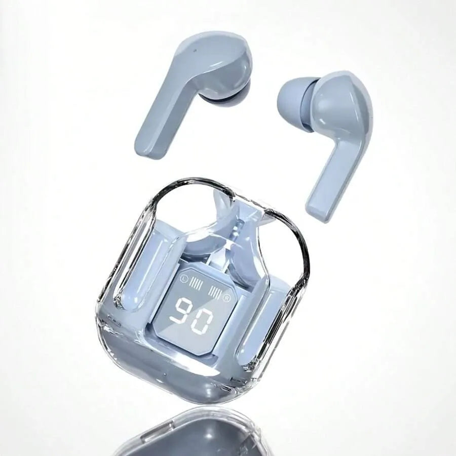 TWS Wireless Earbuds with Transparent Case, ENC Noise Cancelling, Clear Voice Calls, USB Charging – Black