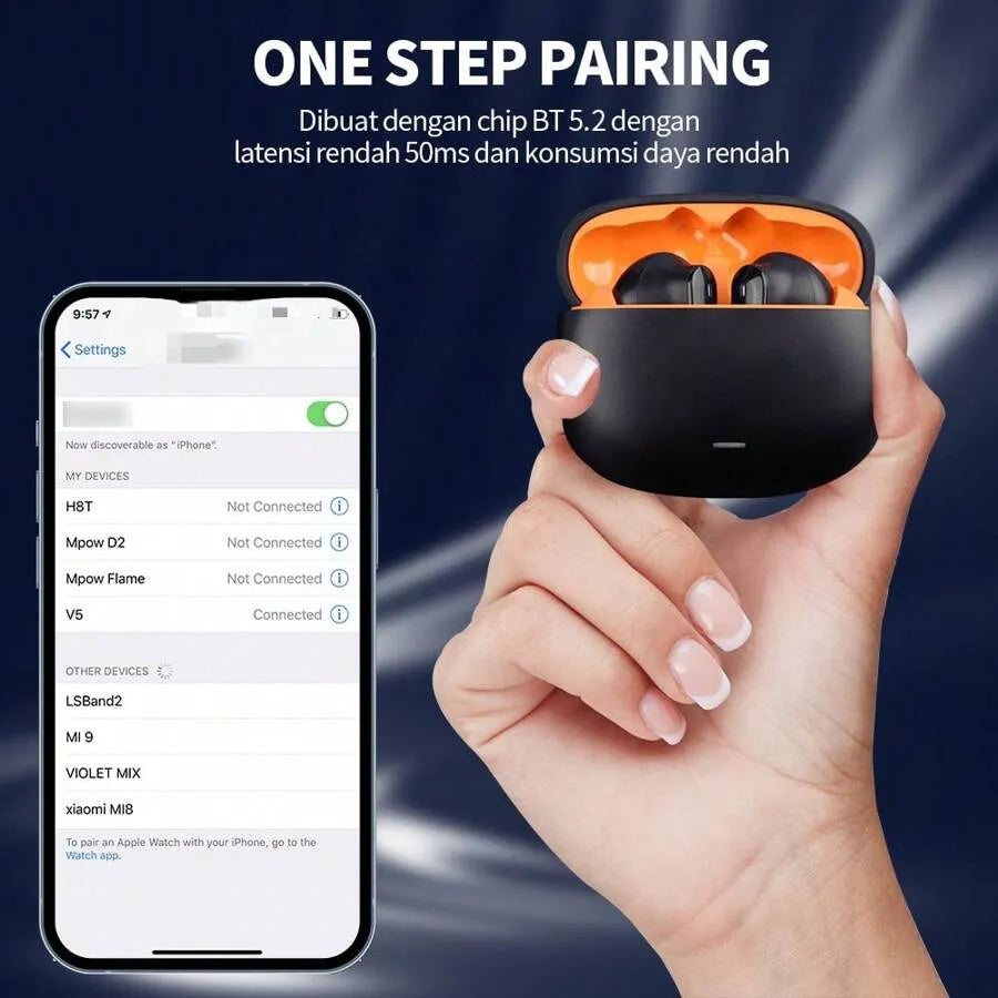 Wireless Earbuds, BT5.2V Stereo Earbuds, Wireless In-Ear Headphone Noise-Cancelling Microphone, 32H Playback Time USB Charging Case