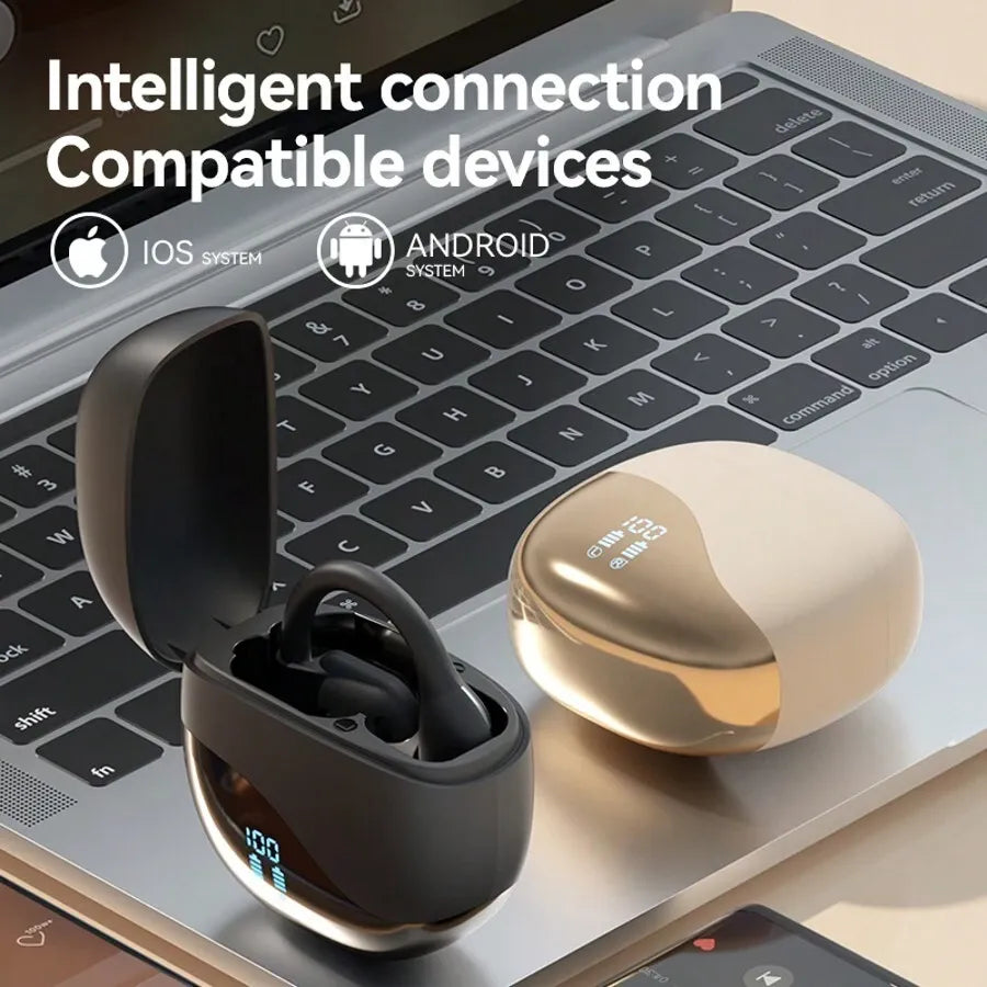 Open-Ear Wireless Earphones with LED Display – Over-the-Ear Design, Sweatproof, Bluetooth 5.3