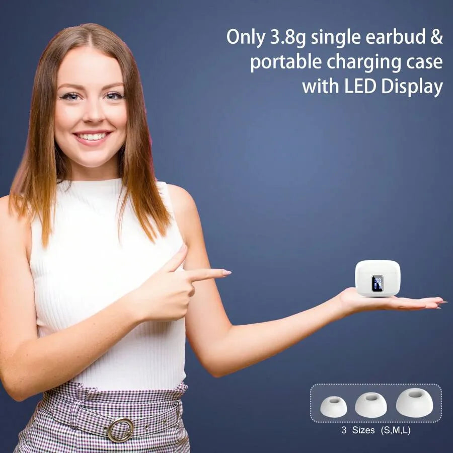 BK07 Wireless Bluetooth 5.4 Earbuds with LED Display, Touch Control & Noise Cancelling (Black)