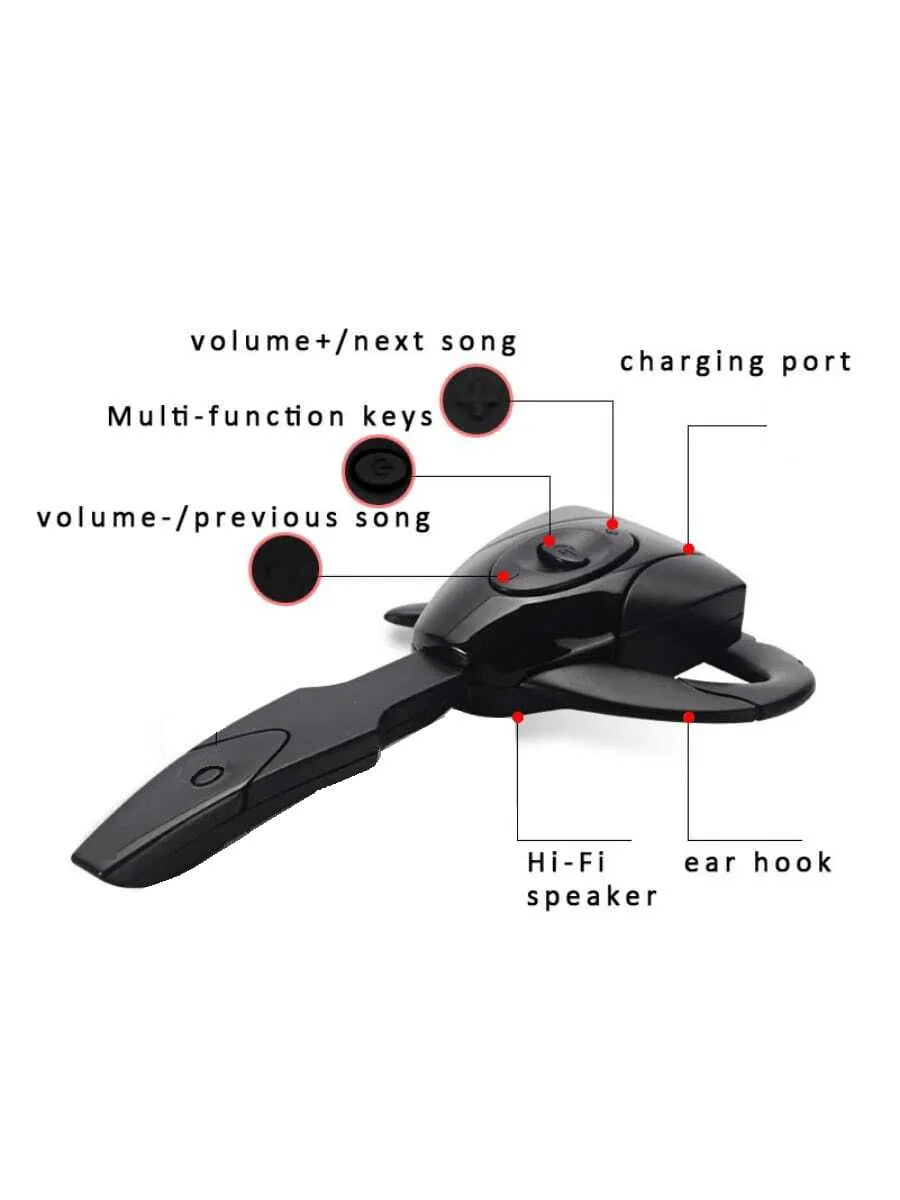 1PC Single Wireless Bluetooth Headphones Business Earphone with Microphone - Rechargeable and Standby