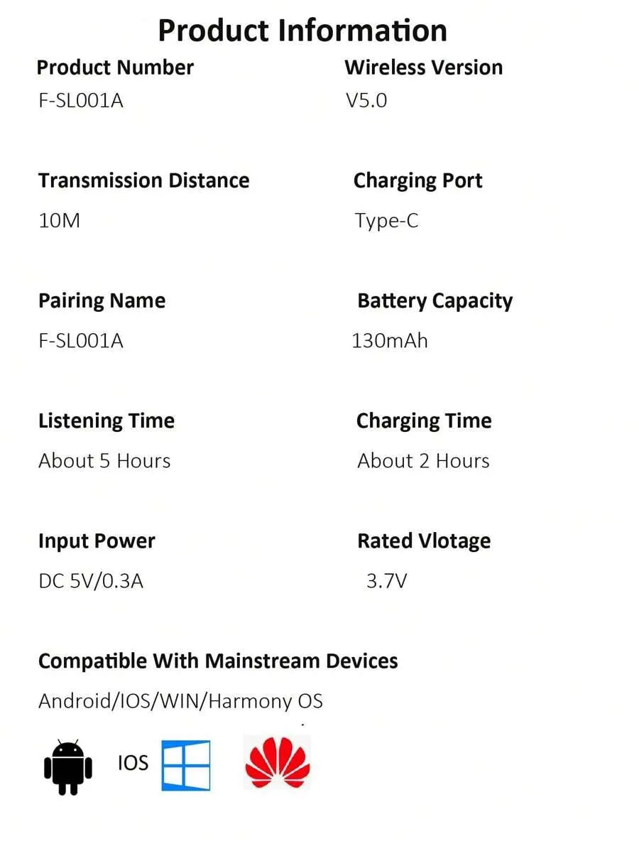 1PC Single Wireless Bluetooth Headphones Business Earphone with Microphone - Rechargeable and Standby