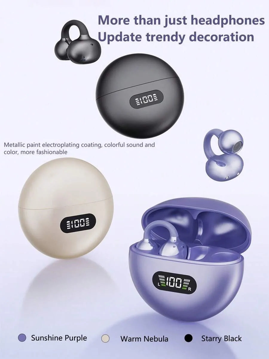 NEW SENYANG LED Display Clip-On Earphones, Sound-Proof, Long-Wearing Comfort, Open-Ear Sports Design, Wireless Bluetooth Earbuds