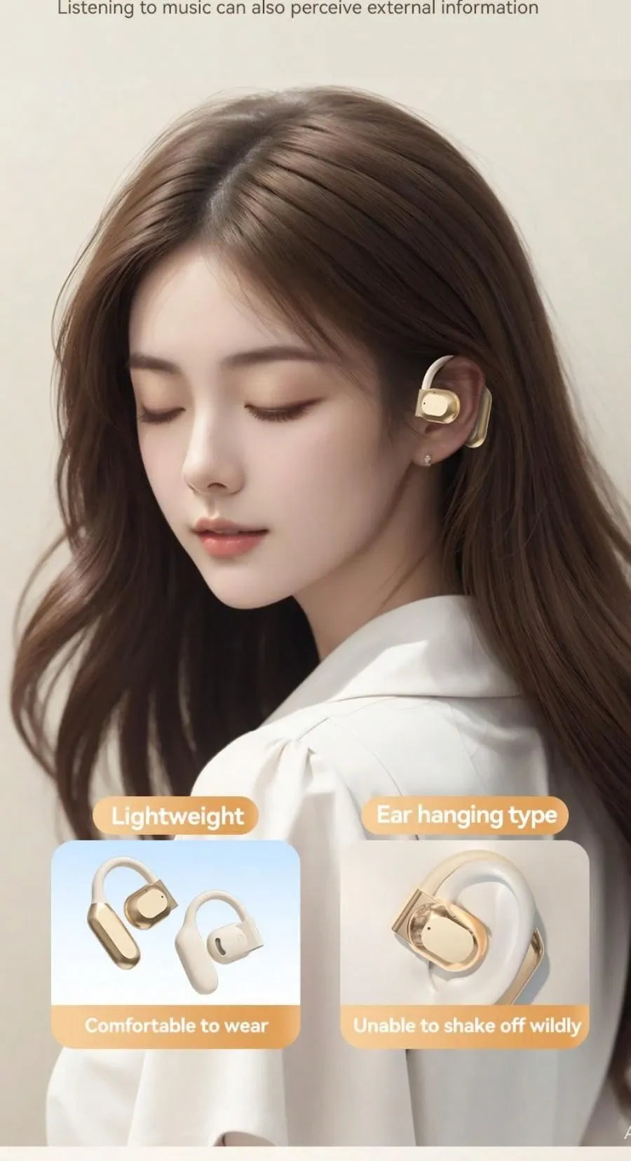 Open-Ear Wireless Earphones with LED Display – Over-the-Ear Design, Sweatproof, Bluetooth 5.3