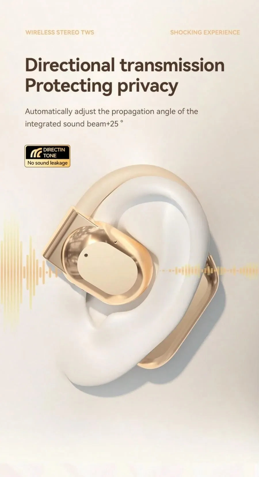 Open-Ear Wireless Earphones with LED Display – Over-the-Ear Design, Sweatproof, Bluetooth 5.3