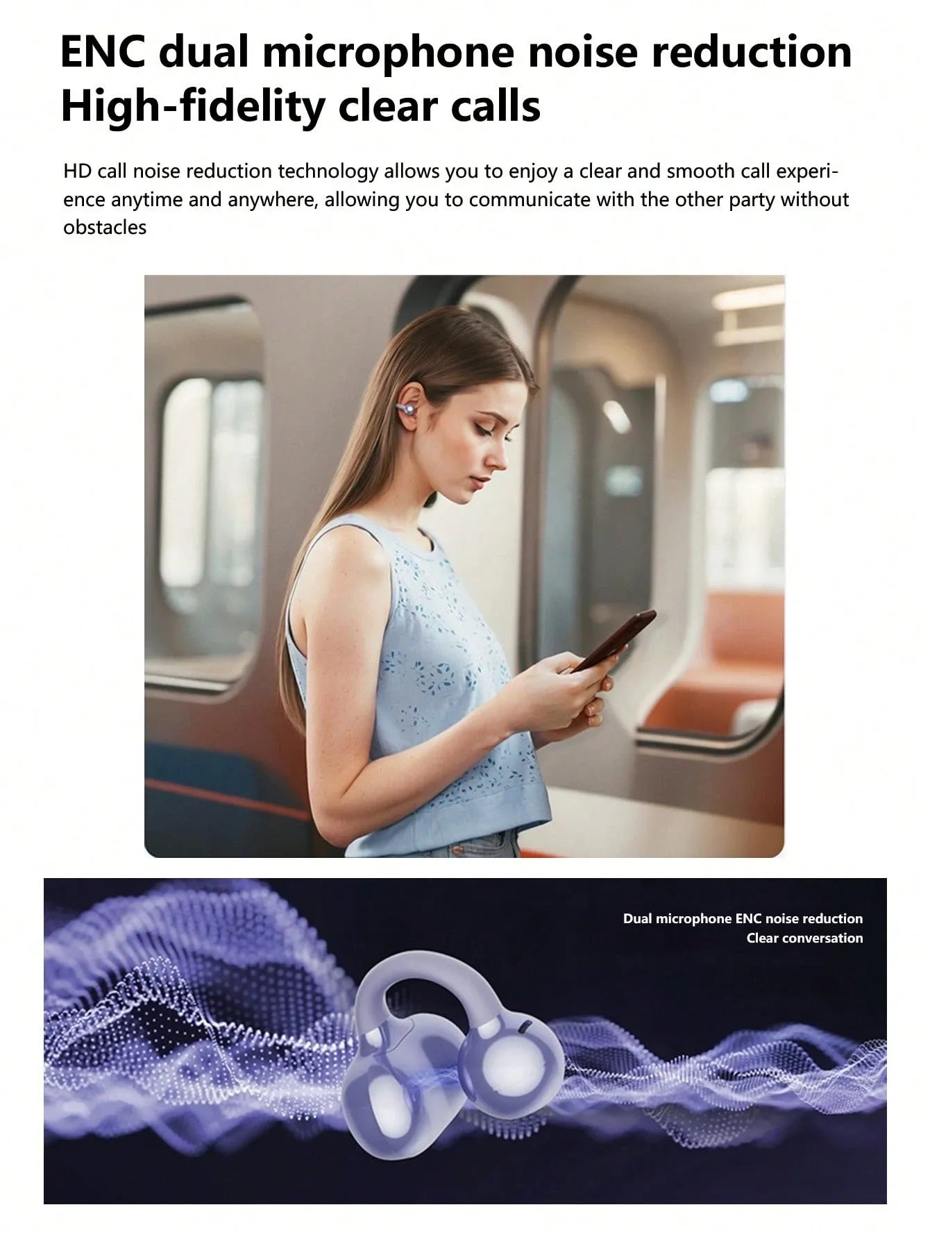 NEW SENYANG LED Display Clip-On Earphones, Sound-Proof, Long-Wearing Comfort, Open-Ear Sports Design, Wireless Bluetooth Earbuds