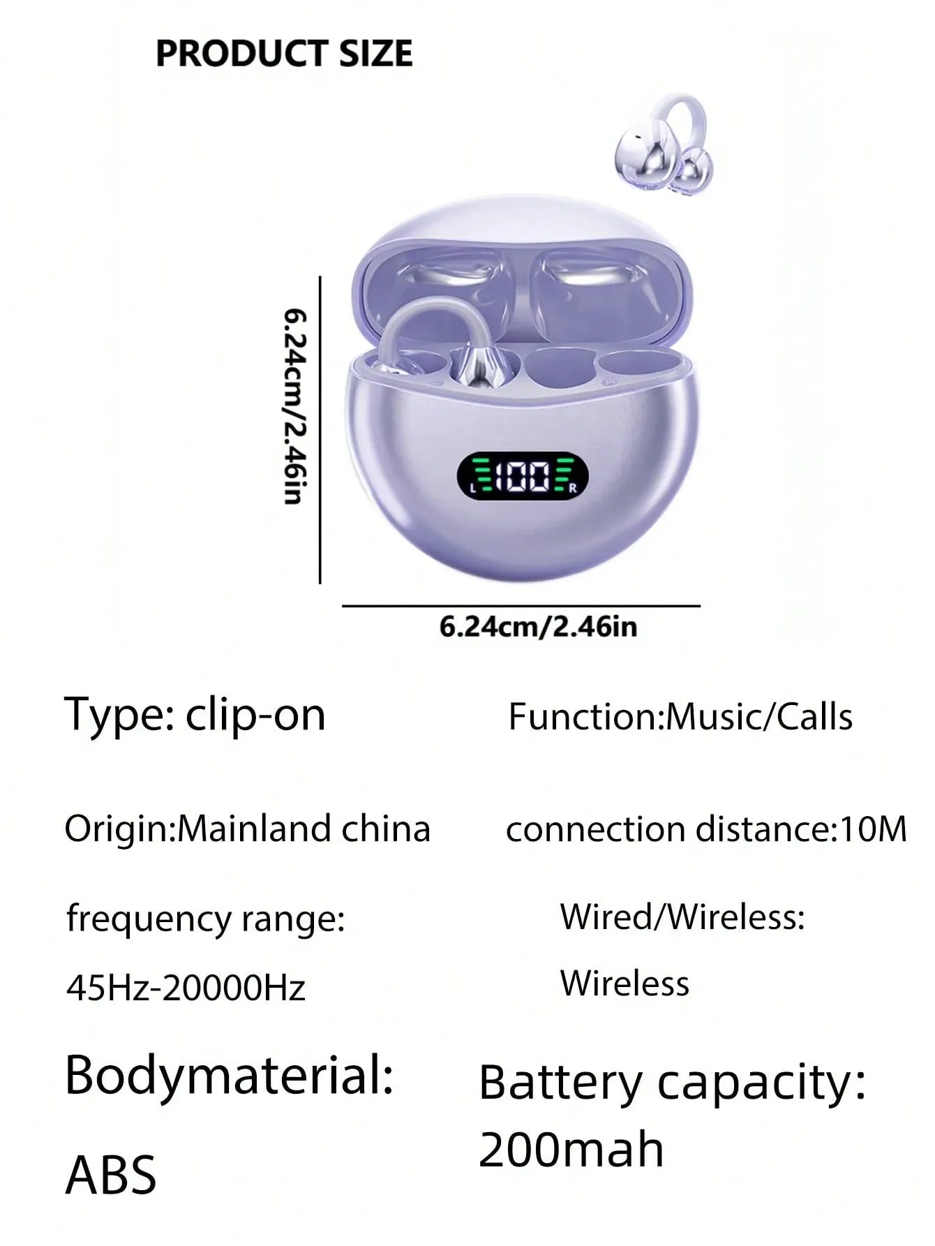NEW SENYANG LED Display Clip-On Earphones, Sound-Proof, Long-Wearing Comfort, Open-Ear Sports Design, Wireless Bluetooth Earbuds