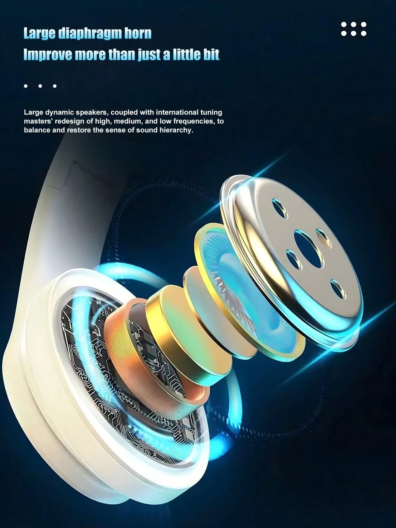 Wireless Gaming Headset – White Foldable Bluetooth Headphones with LED Lights & Deep Bass