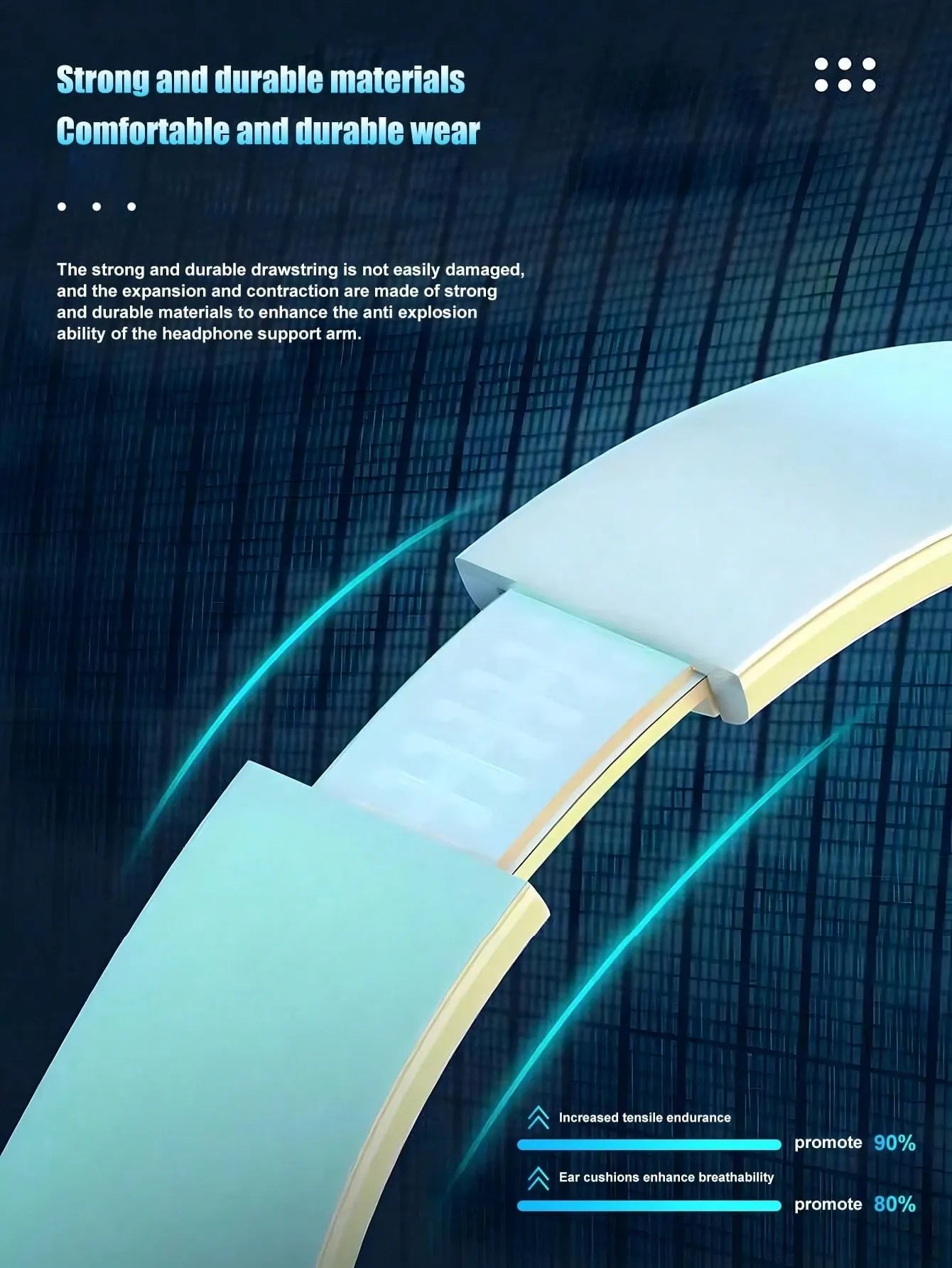 Wireless Gaming Headset – White Foldable Bluetooth Headphones with LED Lights & Deep Bass