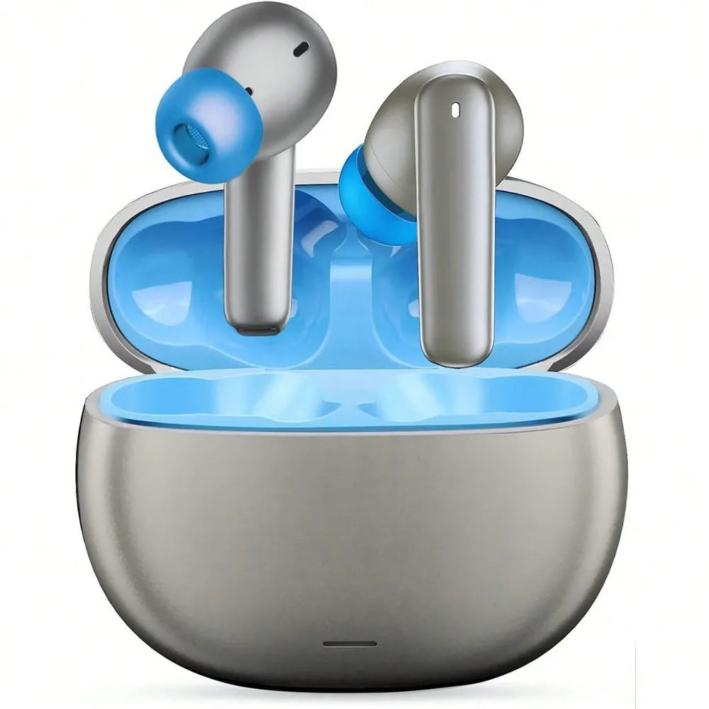 Wireless Earbuds, BT5.2V Stereo Earbuds, Wireless In-Ear Headphone Noise-Cancelling Microphone, 32H Playback Time USB Charging Case