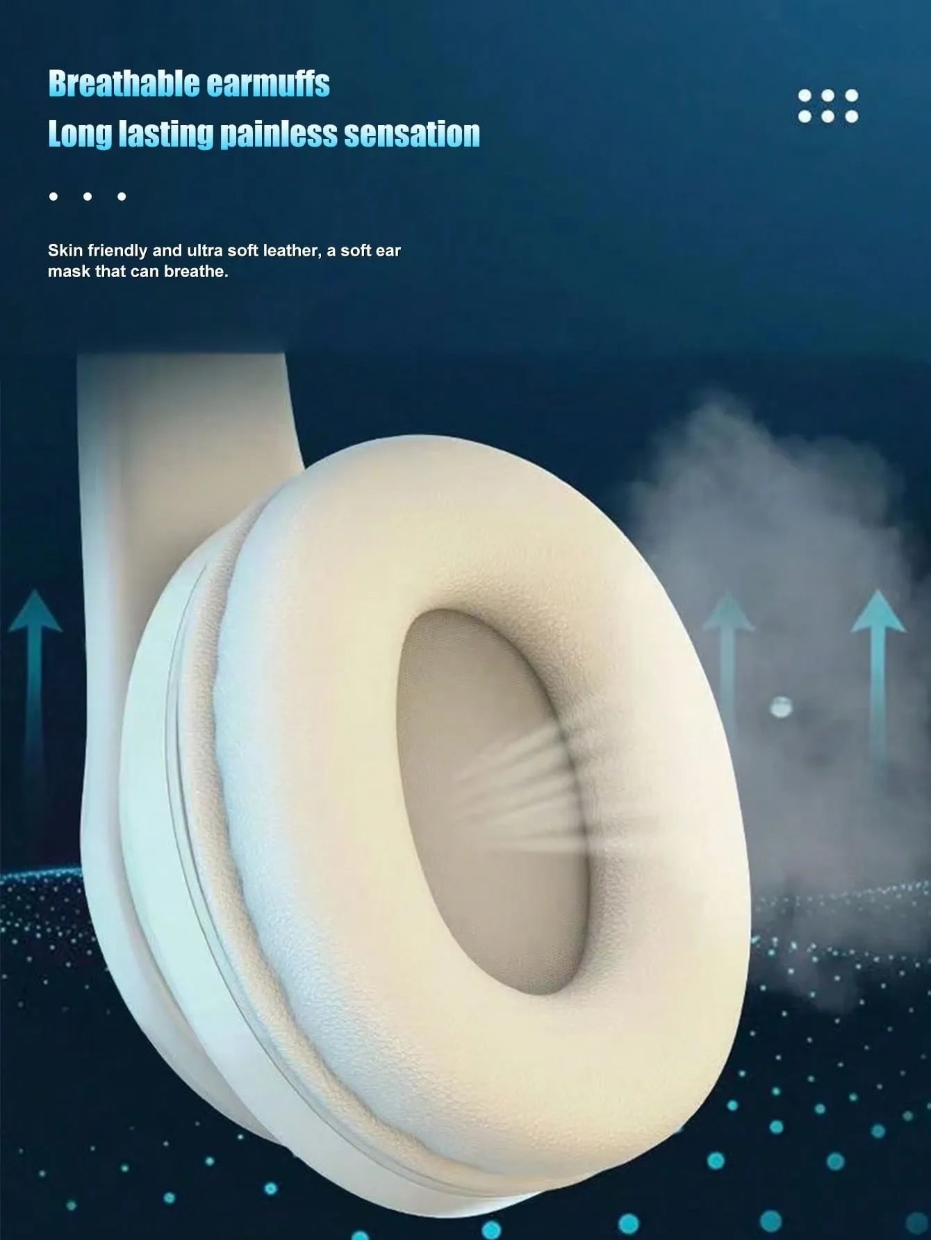 Wireless Gaming Headset – White Foldable Bluetooth Headphones with LED Lights & Deep Bass