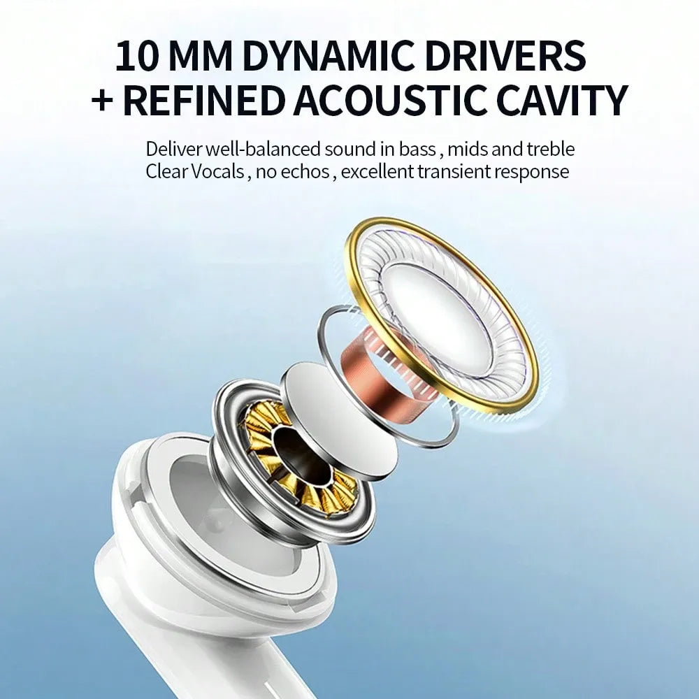 Wireless Earbuds, BT5.2V Stereo Earbuds, Wireless In-Ear Headphone Noise-Cancelling Microphone, 32H Playback Time USB Charging Case