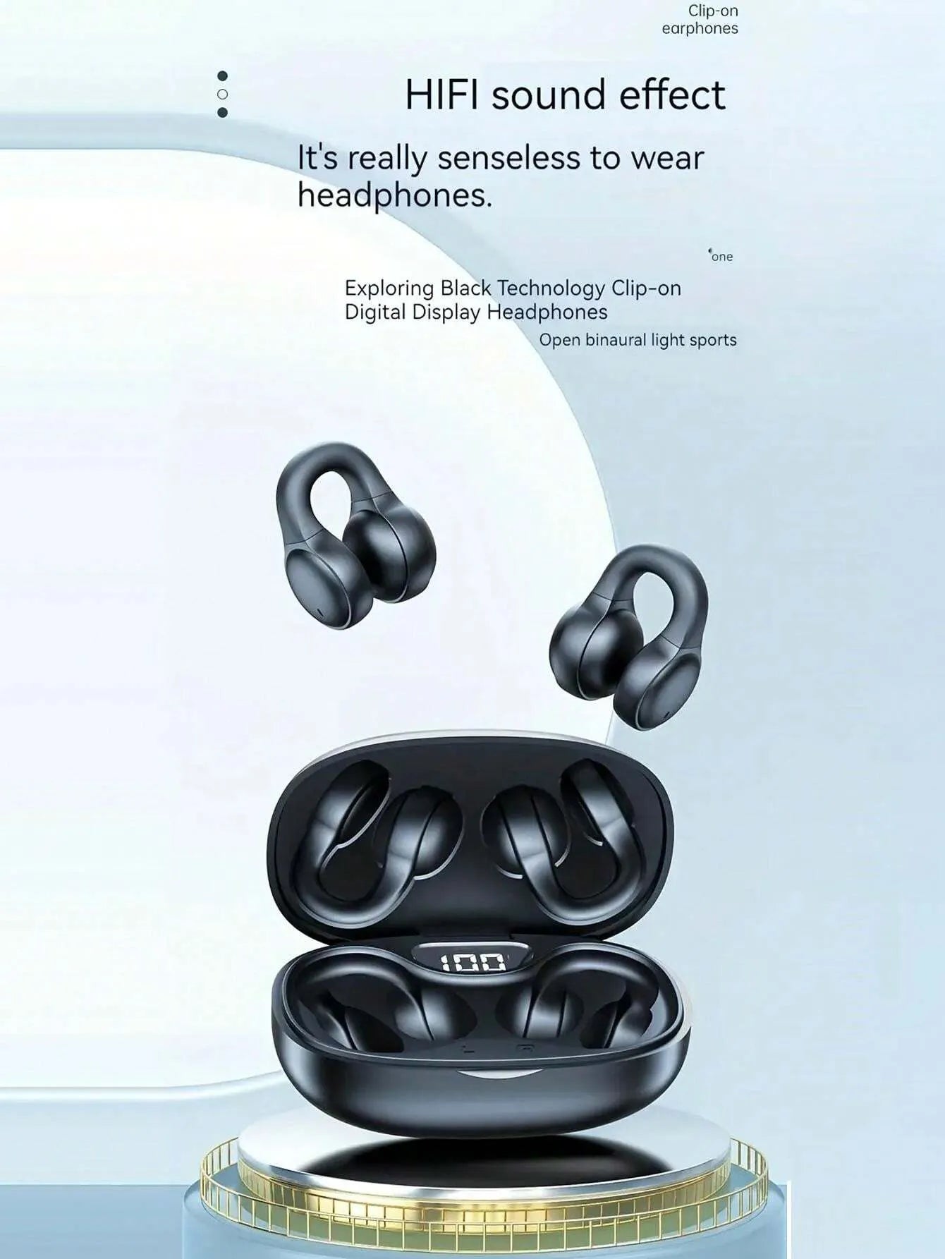 Wireless Earphones Touch Control Earphones Clip-On Earphones Compatible with iPhone Earbuds