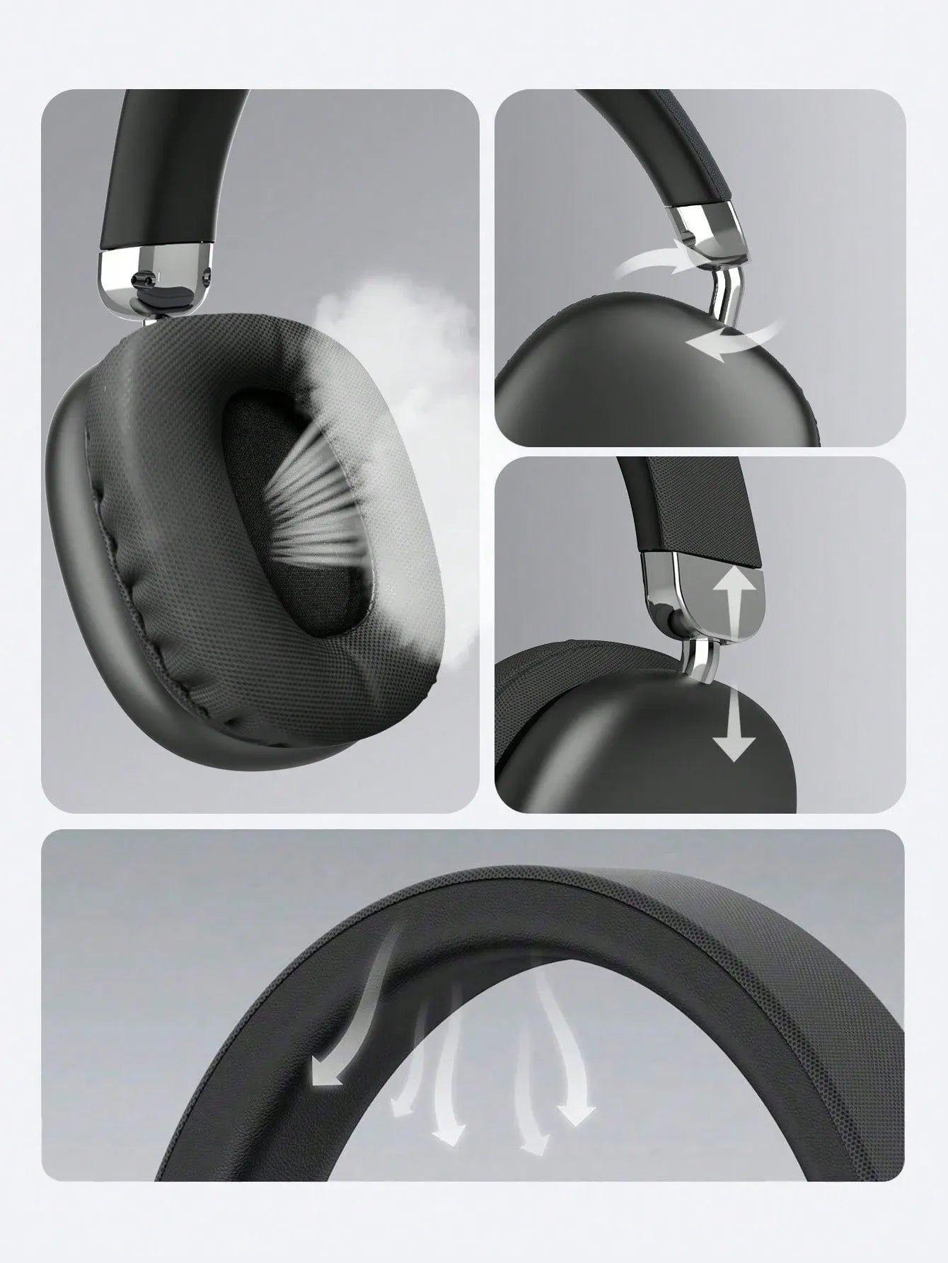 BT-958 Wireless Over-Ear Headphones with Mic – Noise Cancelling, Foldable, Deep Bass, Black