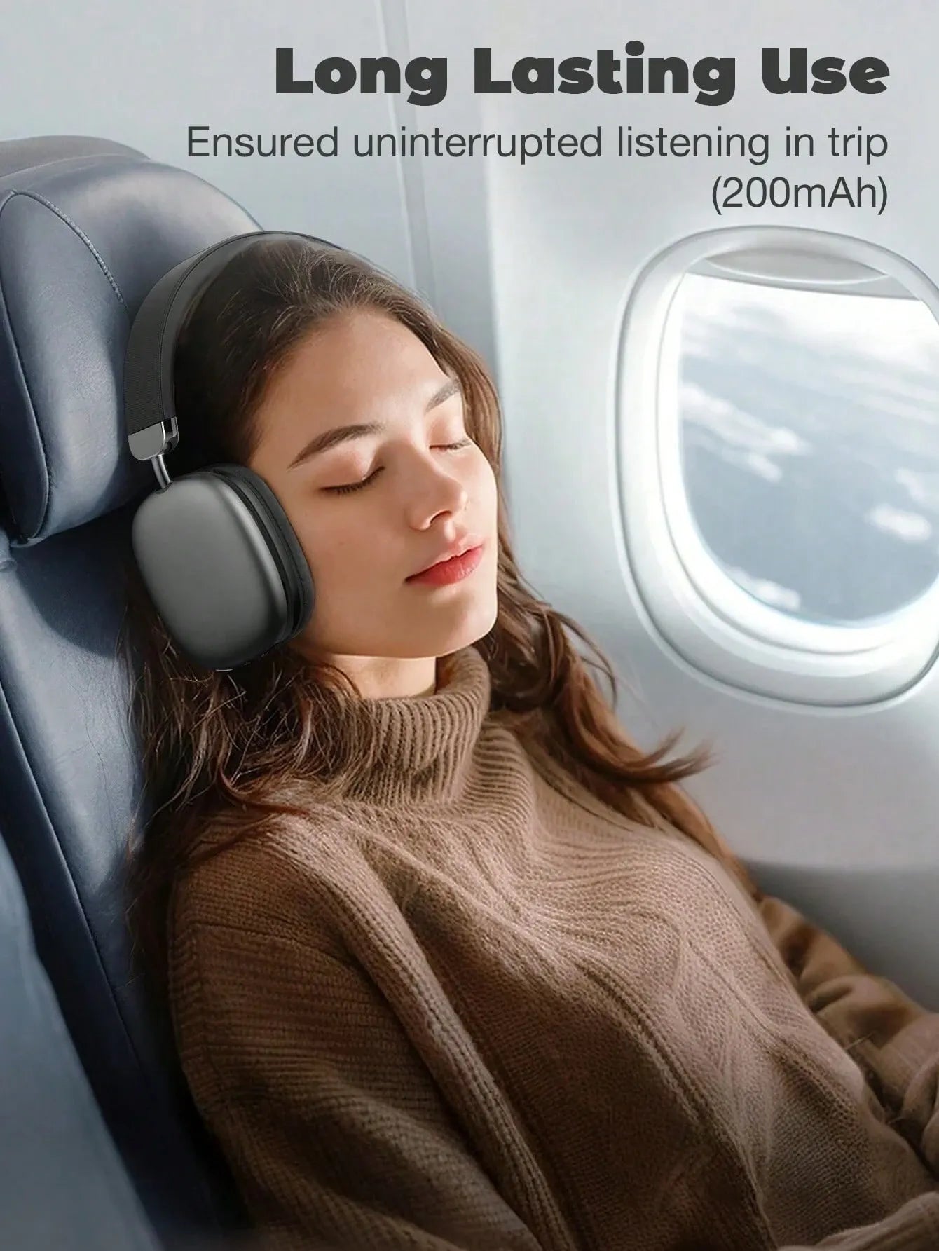 BT-958 Wireless Over-Ear Headphones with Mic – Noise Cancelling, Foldable, Deep Bass, Black