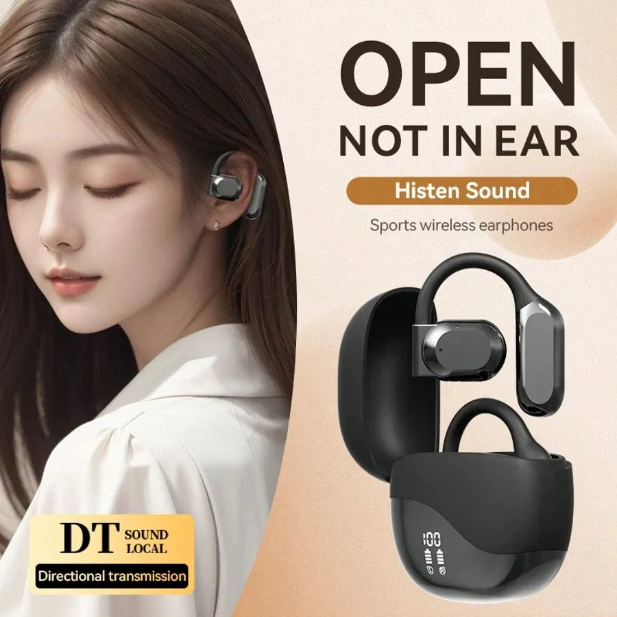 Open-Ear Wireless Earphones with LED Display – Over-the-Ear Design, Sweatproof, Bluetooth 5.3