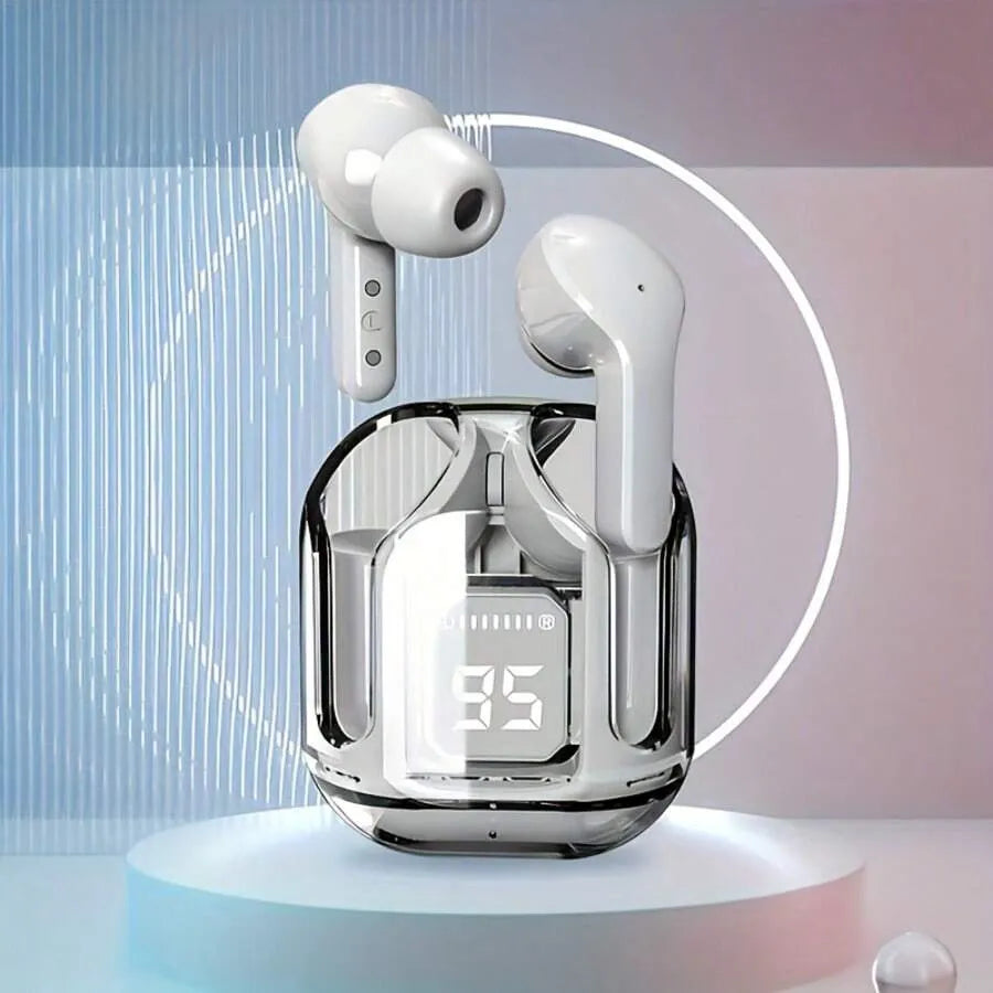 TWS Wireless Earbuds with Transparent Case, ENC Noise Cancelling, Clear Voice Calls, USB Charging – Black