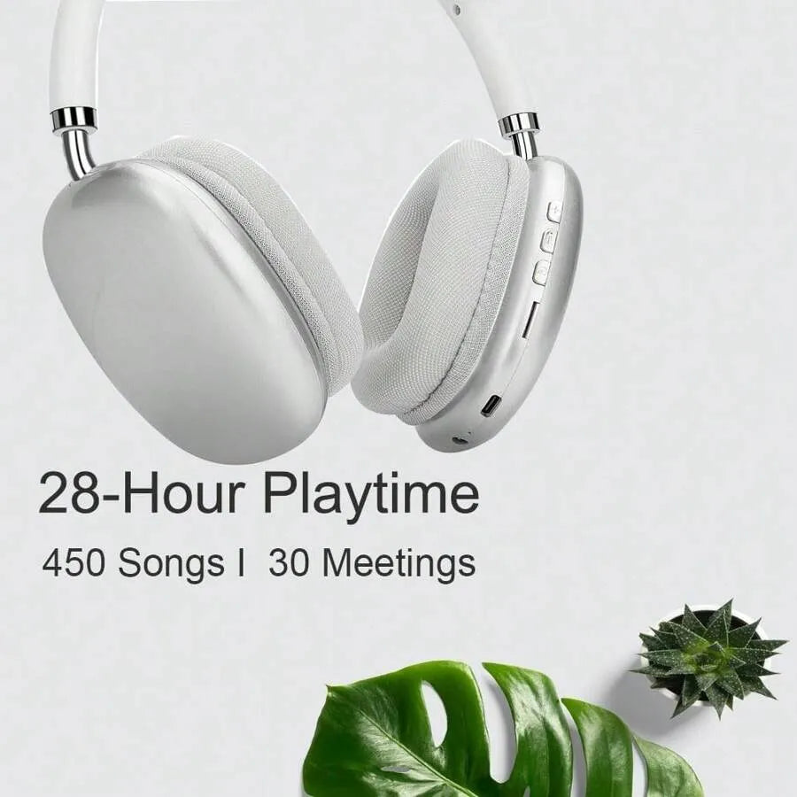 Wireless & Wired Over-Ear Headphones – 28H Playtime, Noise-Canceling, Pink