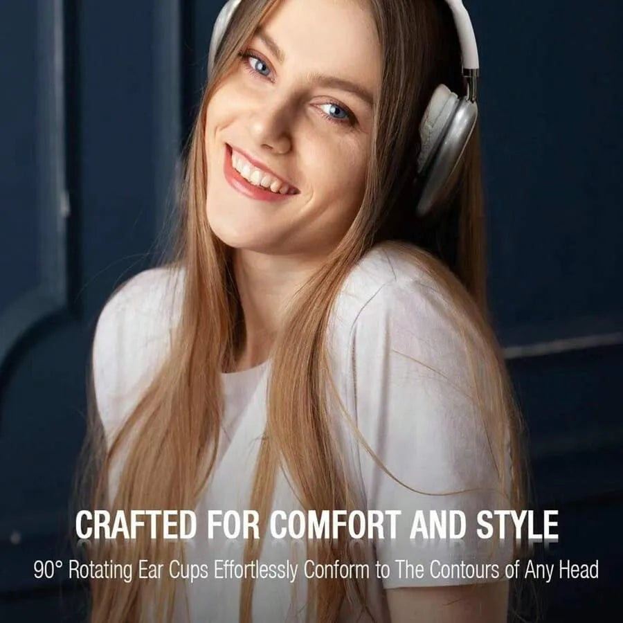 Wireless & Wired Over-Ear Headphones – 28H Playtime, Noise-Canceling, Pink