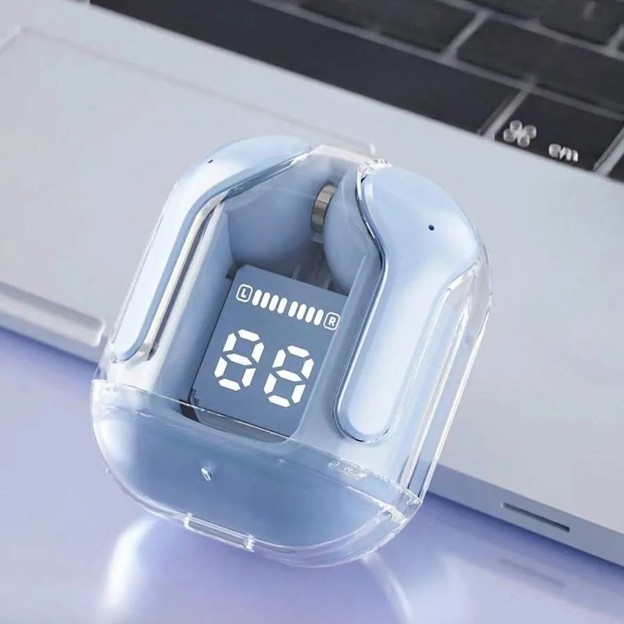Wireless Earbuds With Multi-Color Semi-Transparent Design & LED Digital Display