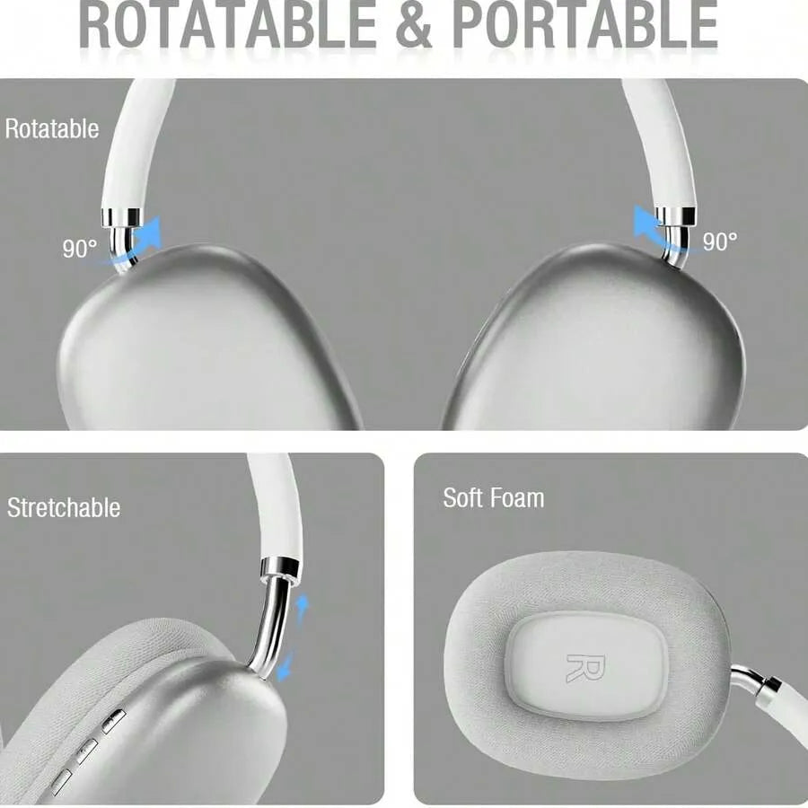 Wireless & Wired Over-Ear Headphones – 28H Playtime, Noise-Canceling, Pink